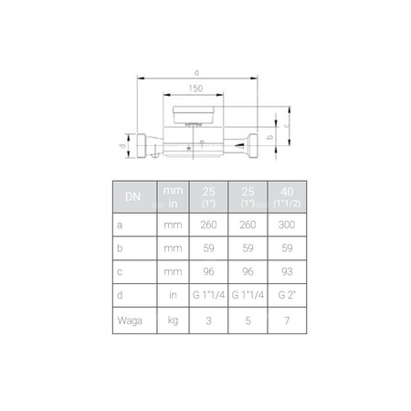 Ciepłomierz ultradźwiękowy rozdzielny z wewnętrznym Modułem M-BUS, typu HYDROSONIS UP DN 100 Qp=60 m3/h, Tmax: 130st.C, L=360 mm