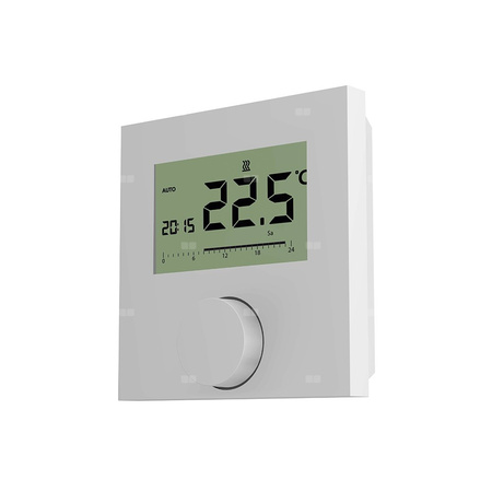 Termostat pokojowy przewodowy, elektroniczny z wyświetlaczem, program tygodniowy, ogrzewanie/chłodzenie - 230V 