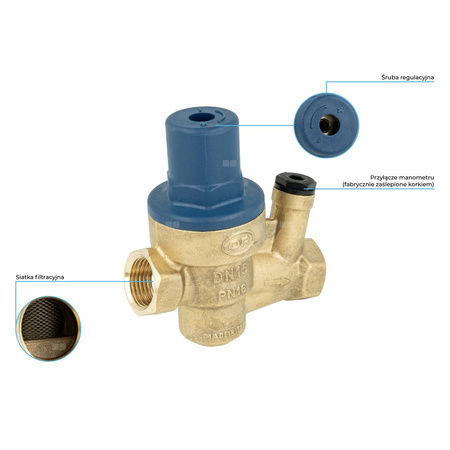 Kompaktowy reduktor ciśnienia wody BPR 411, GW G1/2'', 1 ÷ 6 bar