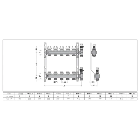 Zespół rozdzielaczy z zaworami odcinającymi i zaworami do regulacji natężenia przepływu O1" X 8 3/4"GZ