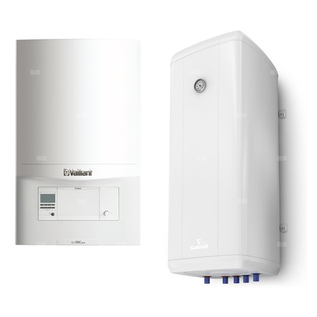 Pakiet - Kocioł gazowy jednofunkcyjny VAILLANT ecoTEC pro VC 146/5-3 kondensacyjny wiszący 5.9-15.3 kW + Czujnik c.w.u. + Zasobnik c.w.u Vulcan 100L wiszący