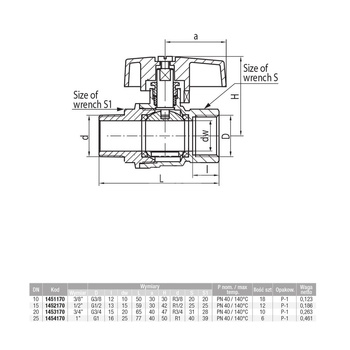 Zawór kulowy VALVEX Tryton mosiądz niklowany, PN40 3/4'' GZ x GW, uchwyt: motylek