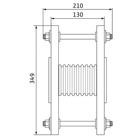 Kompensator stal nierdzewna, przył. DN 150 dł.210mm szer.285mm  V 4A DN 150 WILO