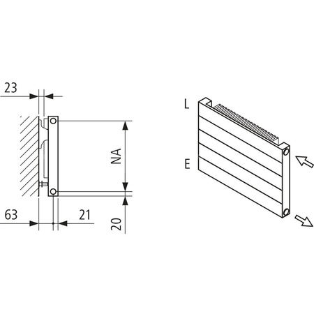 Grzejnik płytowy typ 11 KERMI HHN, z osłonami wym. 700 x 4000 mm, kolor biały, moc 3524 W