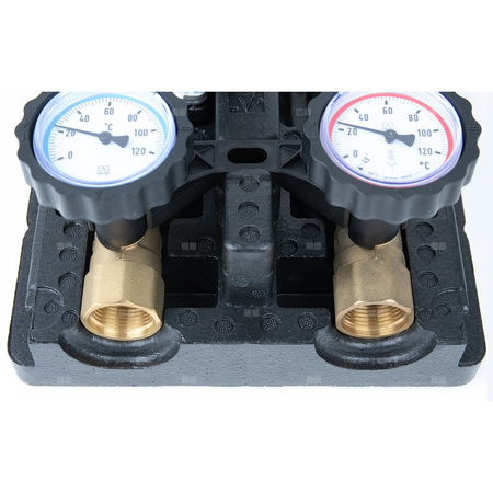 Grupa pompowa AFRISO PrimoTherm K 180-3 DN 25 GW 1'' x 1'', z zaworem mieszającym, z zaworem termostatycznym, z izolacją, z pompą obiegową Wilo Para SC 25/6