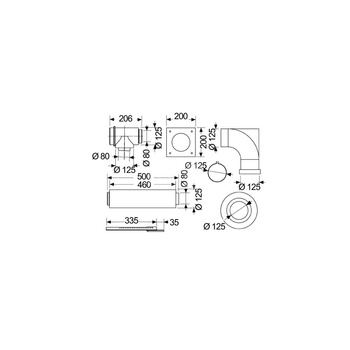 Zestaw przyłączeniowy do szachtu fi 80/125 z kolanem  fi 80