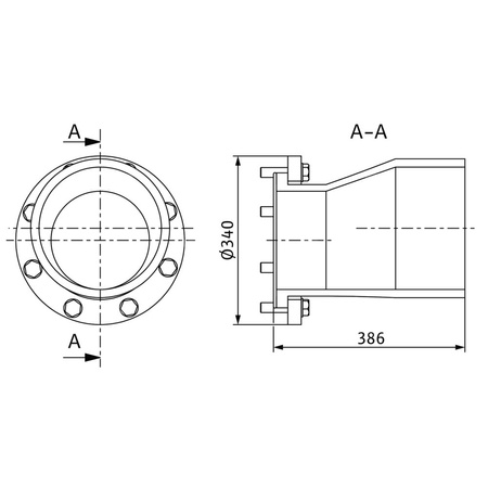 Króciec kołnierzowy tworzywo sztuczne dł.540mm szer.380mm DN 200/PE-HD 280x16 WILO