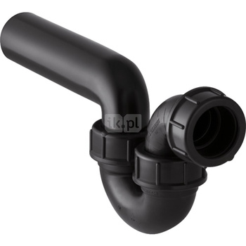 Syfon rurowy Geberit do zlewu, z nakrętką, wpust poziomy i wylot poziomy: d=50mm, d1=50mm, Czarny