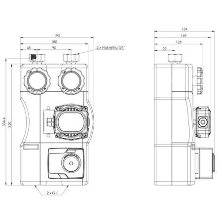 Grupa pompowa AFRISO BPG 241 GZ x nakrętka 1'' x 1'', z pompą obiegową AFRISO APH 160 15-7/130 mm, z siłownikiem arm 141