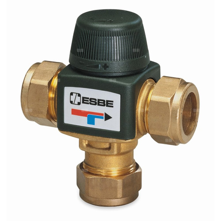 Zawór regulacyjny termostatyczny do wody ciepłej ESBE VTA313 CPF22 mosiądz pierścień zaciskowy, DN 20, zakres temp. 30-70'C, Kvs 1.5 m3/h