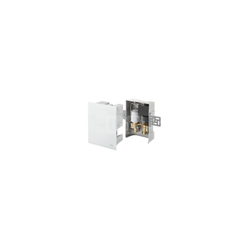 Unibox TQ-RTL R-Tronic, regulator temperatury pomieszczenia i ogranicznik temperatury powrotu, z bezprzewodowym odbiornikiem i automatycznym zaworem termostatycznym Q-tech, z maskownicą szklaną, białą