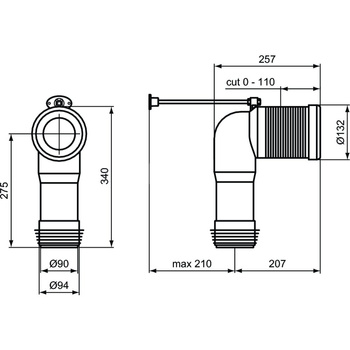 Kolano 90 st. dł. 60-160 mm