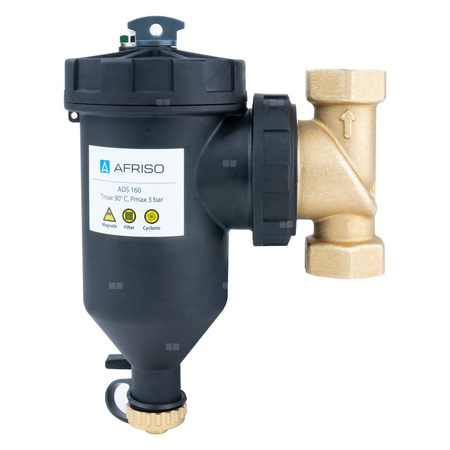 Separator AFRISO ADS 160, do C.O., do klimatyzacji, 3 bar / 90'C, 1'' (GW), z wkładem magnesowymInstalacje i źródła ciepła, z izolacją