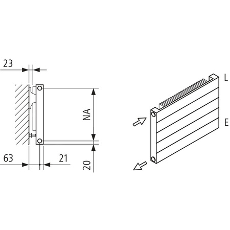 Grzejnik płytowy typ 11 KERMI HHN, z osłonami wym. 770 x 4800 mm, kolor biały, moc 5942 W