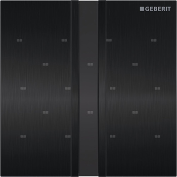 Elektroniczny zawór spłukujący Geberit do pisuaru, zasilanie bateryjne, Typ 50, chrom szczotk., czarny chrom, prostokątny