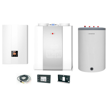 Pakiet - Kocioł gazowy jednofunkcyjny WOLF FGB-24 kondensacyjny wiszący 5.3-20.7kW + Czujnik c.w.u. + Regulator BM-2 + Rekuperator CWL 400P + Zasobnik c.w.u Lindo 150L