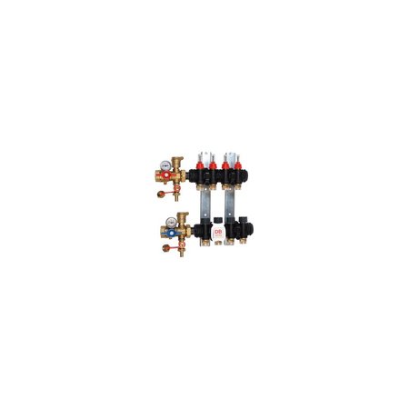 Rozdzielacz do ogrzewania podłogowego GIACOMINI R553FPDB 5-obieg. technopolimer 1'' x eurocono 3/4'' + przepływomierz + termometr + zawór napełn/spust + odpowietrznik + zawór przy przyłączu