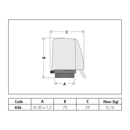 Siłownik termoelektryczny z montażem przy użyciu szybkozłącza, z przyłączem wciskowym i mikroprzełącznikiem pomocniczym 230 V