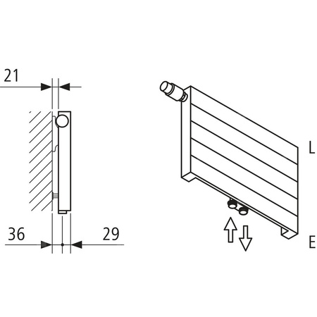 Kermi V ściana grzewcza HHV10 1190x43x5200 pozioma, RAL9016, 6bar,bez osłony, prawa