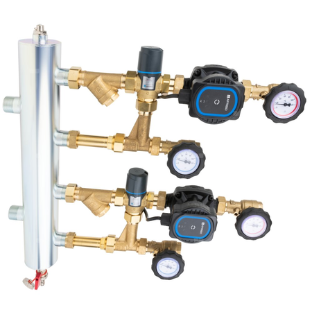 Grupa pompowa AFRISO BPS 911 AP GZ x GW 1'' x 3/4'', z zaworem mieszającym, z zaworem termostatycznym, z pompą obiegową AFRISO APH 160 15-7/130 mm