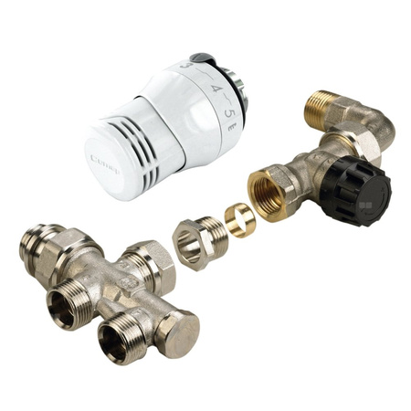 Zestaw termostatyczny prosty (Senso M28 + 809GCB+dystrybutor 538E+złączki dn15) 1/2"-M22, Kv 0,95