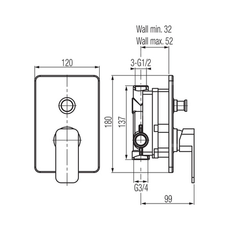 LOFT BLACK bateria podtynkowa, wannowo-natryskwa, black mat