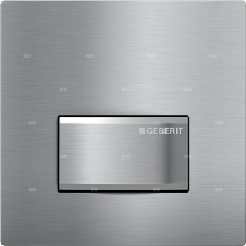 Przycisk uruchamiający Geberit typ 50 do systemu spłukiwania pisuarów z pneumatycznym uruchamianiem spłukiwania, kwadratowy: 13x13x1cm, Chromowany, szczotkowany, Materiał=Cynkowy odlew ciśnieniowy / mosiądz