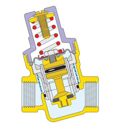 Regulator ciśnienia CALEFFI 5330, GW 1/2'', 16 bar, wersja skośna