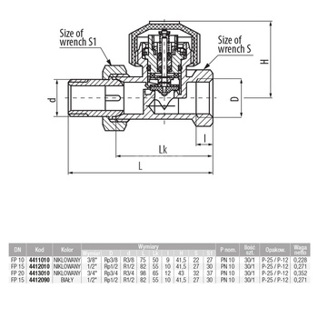 Zawór regulacyjny termostatyczny do wody ciepłej VALVEX Vector mosiądz 3/8'', DN 10, max. 120'C, max. 10bar