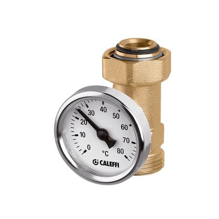 Złączka z termometrem do wyjść z rozdzielaczy 3/4" GZ x 3/4" GW nakrętka