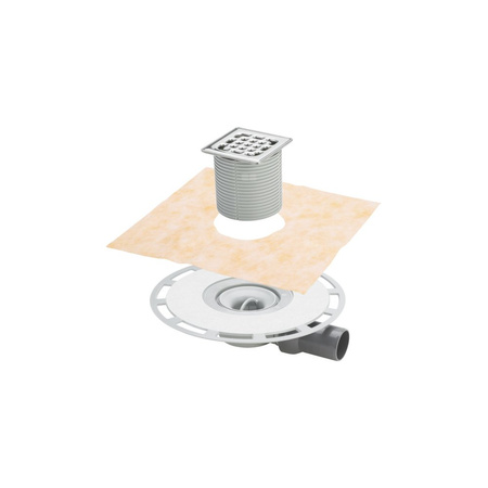 Wpust VIEGA 4939 z 1 przyłączem DN 50, odpływ pionowy, kratka 100x100mm stal