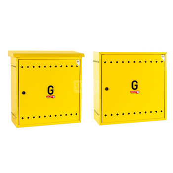 Skrzynka gazowa, 600x600x250, wolnostojąca, metalowa, ze skośnym daszkiem - popielata