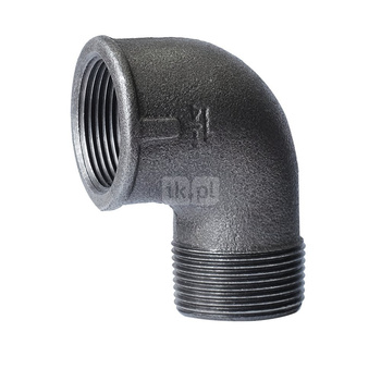 Kolano nakrętno-wkrętne czarne 1/2'' A4 STRONG