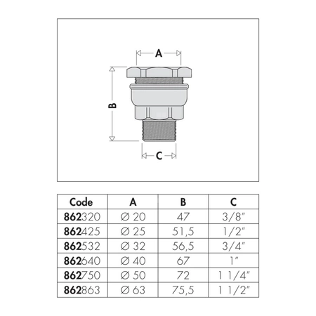Złączka redukcyjna 1 1/2" F.63 z gwintem zewnętrznym