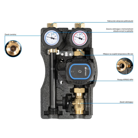 Grupa pompowa AFRISO BPG 240 GZ x nakrętka 1'' x 1'', z pompą obiegową AFRISO APH 160 15-7/130 mm
