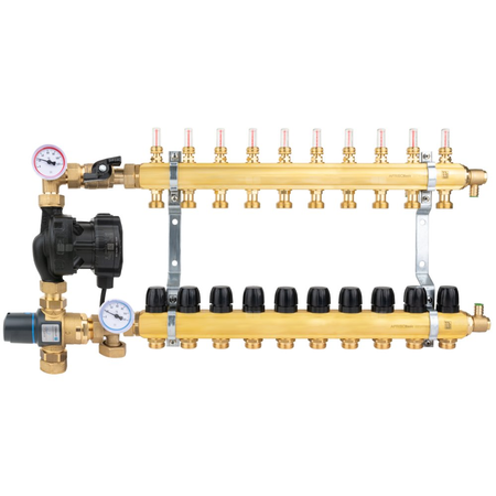 Grupa pompowa AFRISO BTU 502 AP nakrętka x nakrętka 1'' x 1'', z zaworem termostatycznym, z pompą obiegową AFRISO APH 160 15-7/130 mm