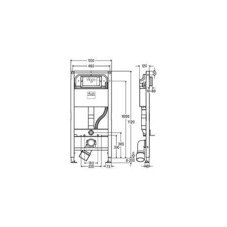Stelaż podtynkowy do WC VIEGA 8522, 1120 x 500 x 120 mm, regulowana wysokość, ze spłuczką ciśnieniową