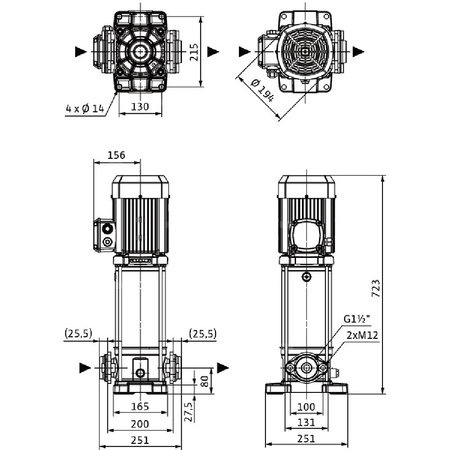 Wilo-Medana CV1-L.1008-1/E/E/160 pionowa wysokociśnieniowa pompa wirowa