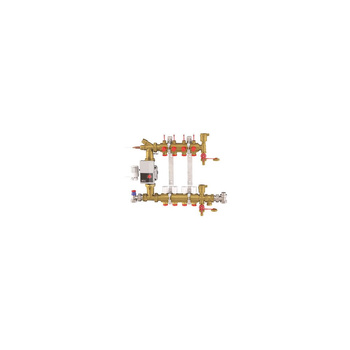 Rozdzielacz do ogrzewania podłogowego GIACOMINI R557F-1 10-obieg. mosiądz GW 3/4'' x eurocono 3/4'' + przepływomierz + pompa + termostat + zawór napełn/spust + odpowietrznik