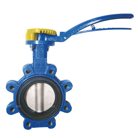 Przepustnica z otworami gwintowanymi SYLAX GAS z dźwignią ręczną, dysk: AISI316, wykładzina: NBR, korpus: GGG40 epoksyd., Pnom 0,6 MPa, tmax=60 st.C DN150