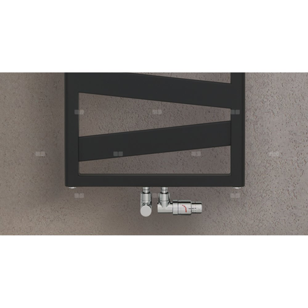 Grzejnik Zehnder Kazeane RK-100-060 - 600 mm, kolor Code 0557 Black Matt, złącze S012, konsole ścienne towel radiator, ilość zestawów naściennych 4