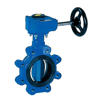 Przepustnica z otworami gwintowanymi SYLAX z przekładnią ślimakową, dysk: GGG40 epoksyd., wykładzina: EPDM, korpus: GGG40 epoksyd., Pnom 1,6 MPa, tmax=120 st.C DN65