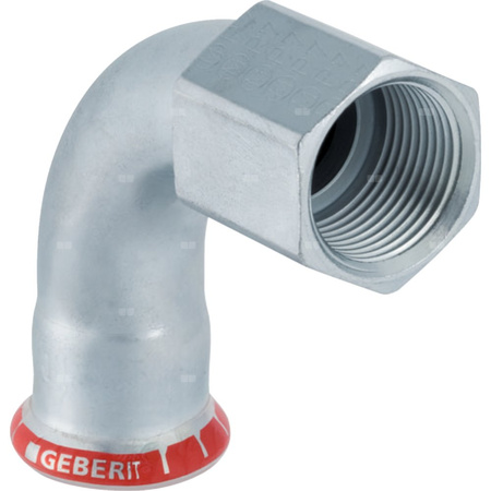 Kolano 90' GEBERIT Mapress C-Stahl przejściowe, stal (ocynk galwaniczny/elektrolityczny) (ocynk), 1 1/2'' x 42 mm (GW x mufa zaprasowywana), (głębokość: 50 mm) z uszczelką