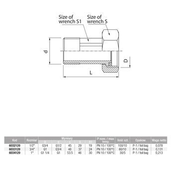 Złączka (śrubunek) śrutowana VALVEX Twist, 1'' (GZ x GW)