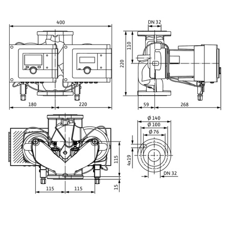 Pompa obiegowa WILO Stratos MAXO-D 32/0,5-12 PN16 1 x 230 V 50/60 Hz, PN 16/16bar