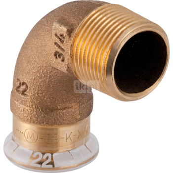 Kolano 90' GEBERIT Mapress Kupfer FKM przejściowe, miedź, 1/2'' x 15 mm (GZ x mufa zaprasowywana), (głębokość: 15 mm) z uszczelką