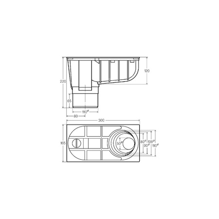 Advantix-odpływ na deszczówkę przeznaczenie: przyłącze rurociągowe od DN50–100, nr wzoru 4970 DN: 100 odpływ pionowy