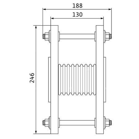 Kompensator stal nierdzewna, przył. DN 50 dł.188mm szer.165mm  V 4A DN 50 WILO