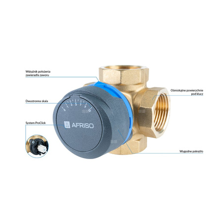 Zawór obrotowy czterodrogowy AFRISO ARV 484 ProClick, mieszający, DN 25