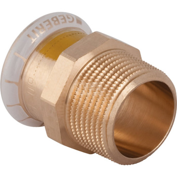Złączka GEBERIT Mapress Kupfer Gas przejściowa z gwintem zewn. do gazu, Cu, 1'' x 35 mm (GZ x mufa zaprasowywana) z uszczelką